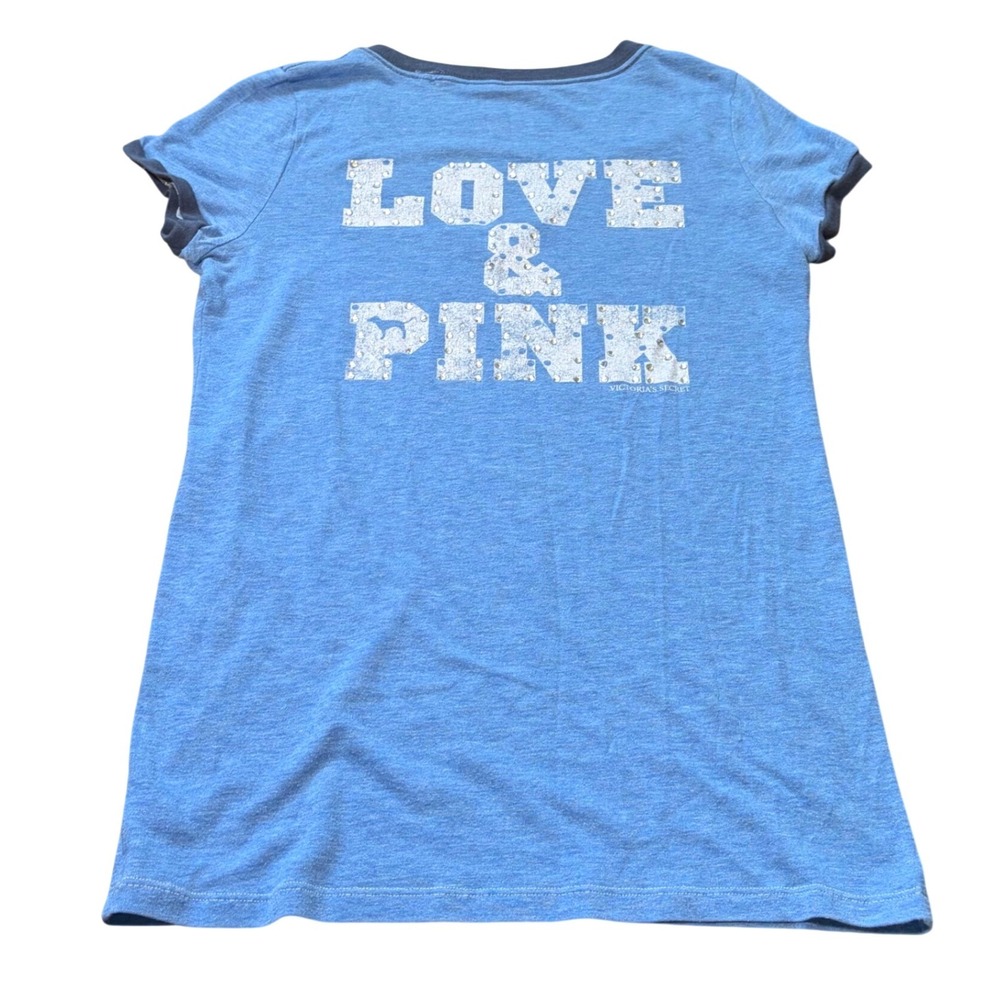 Y2K Mcbling Victoria's Secret PINK T-Shirt Rhinestone Graphic Womens M